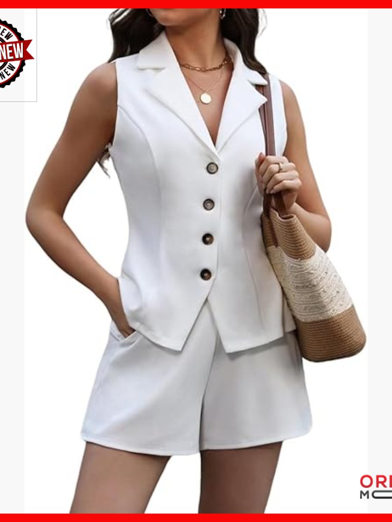 Women's Sleeveless Vest And Shorts Set Polyester Spandex Business Casual